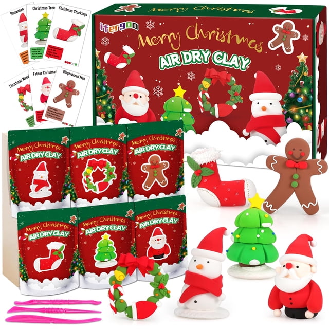 Set de modelado navideño con herramientas ifergoo Air Dry Clay Kit