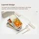 thumbnail image 5 of Lonchera Bento apilable para adultos | Recipiente para preparar comidas con 3 compartimentos y juego de utensilios | Plástico resistente a fugas | Apto para microondas y lavavajillas | Beige, rosa,, 5 of 7
