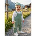 thumbnail image 4 of Cjfdfy Newborn Baby Boy Girl Fall Outfits Solid Long Sleeve Romper Waffle Overall Pants And Knotted Hat 3 Piece Set Cute Coming Home  Fall Winter Outfit 0-18M, 4 of 9