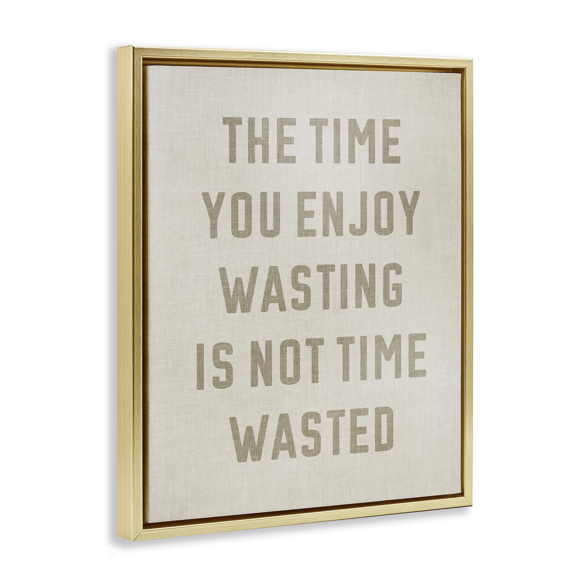 Stupell Industries Not Time Wasted Phrase Text & Numbers Painting Gold Floater Framed Canvas Art Print Wall Art, 17 x 21