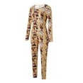 thumbnail image 2 of TheFound Female Nightwear Cartoon Patterns Print O-Neck Long Sleeve Jumpsuit, 2 of 9