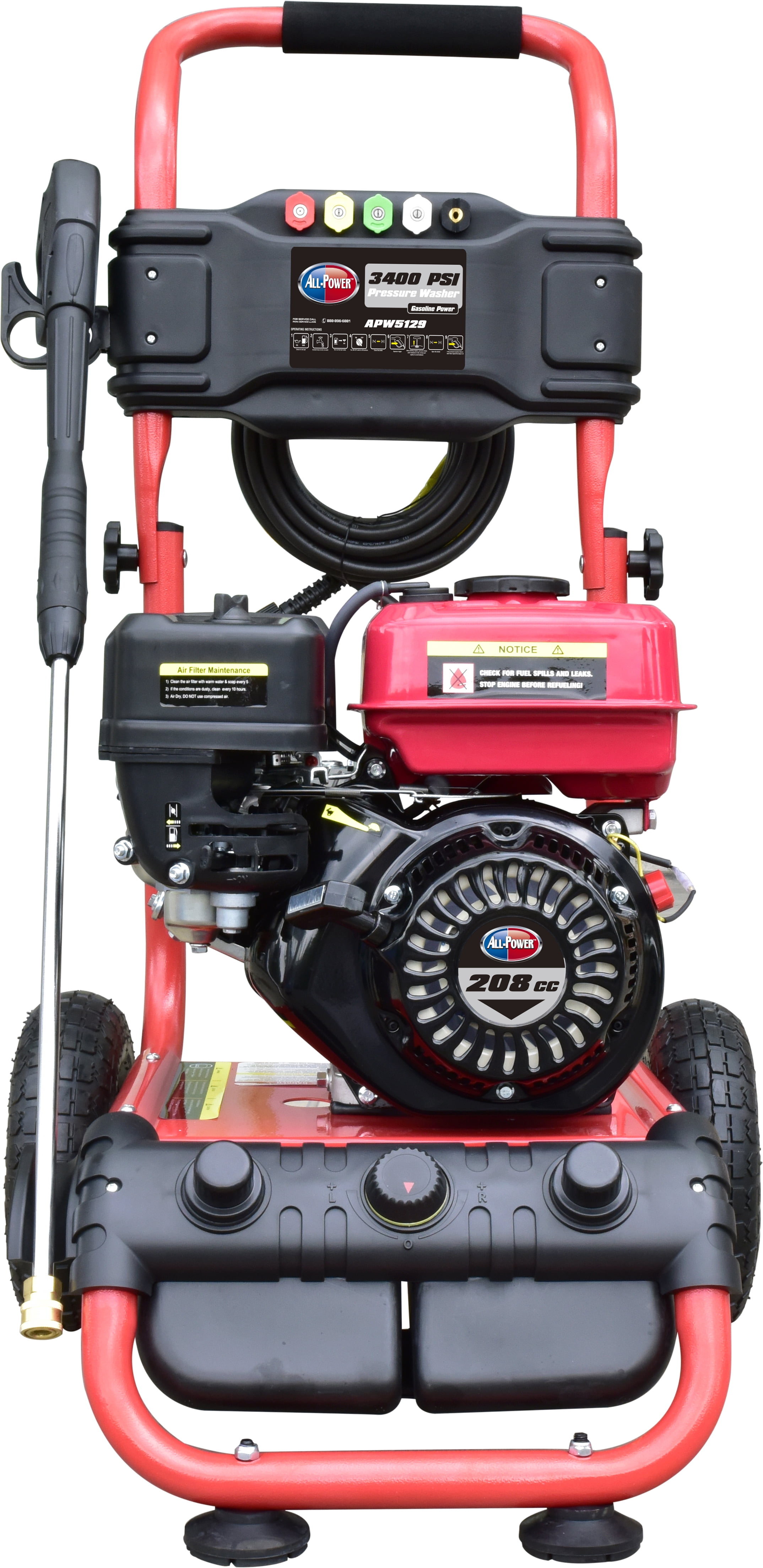 All Power 3400 PSI 2.6 GPM Gas Pressure Washer, 5 Adjustable Nozzles, 30 ft High Pressure Hose, Power Washer for Outdoor Cleaning, APW5129 - 1
