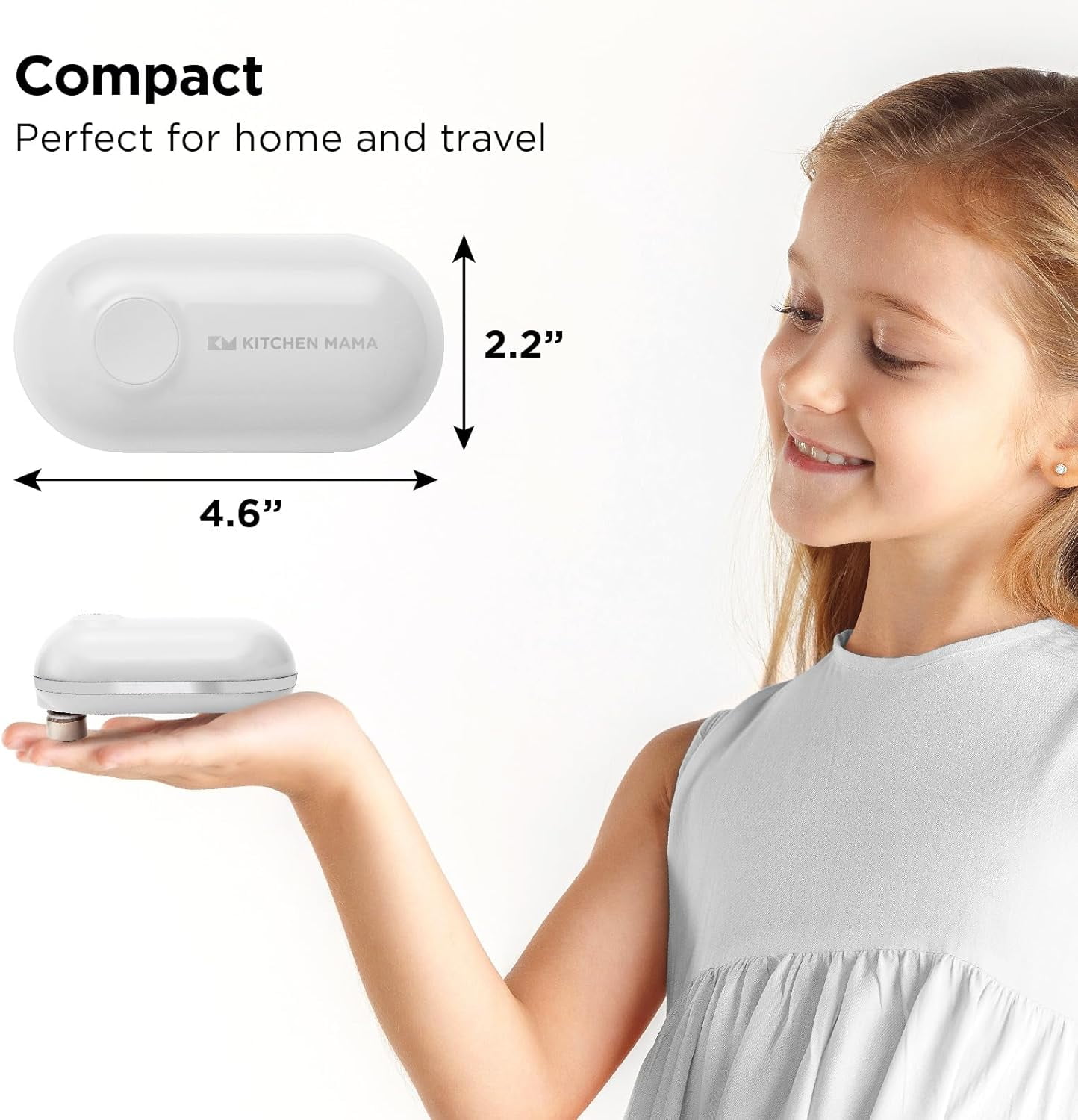 Kitchen Mama Mini Plus Rechargeable Electric Can Opener (White)