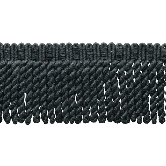 3" (7.5cm) Solid Woven Bullion Fringe Trim # BFS3,, Pure Black #K9 (Jet Black) Sold By The Yard (36"/3 ft/0.9m)