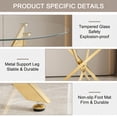 thumbnail image 5 of Sumdeal Modern 5-Piece Round Dining Set, 42-Inch Tempered Glass Table and 4 Light Gray PU Leather Cantilever Chairs, Gold Metal Legs, 5 of 9