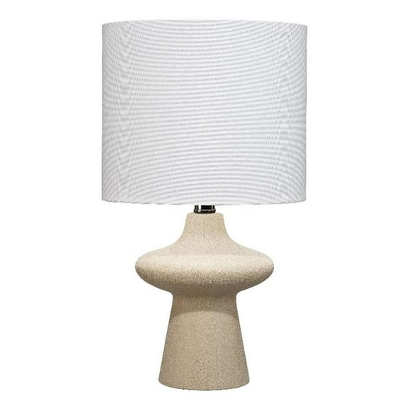 J&D Designs Oliver 1-Light Modern Ceramic & Linen Table Lamp in Beige/White