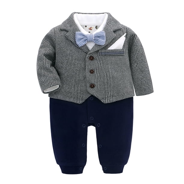 famuka Baby Boy Two Piece Suit Coat and Romper Outfit Infant Formal ...