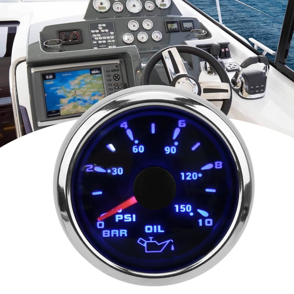 Pointer Oil Pressure Gauge, Acid Universal PSI Display Colourful Backlight Adjustable For Engines For Engineering Machinery For Automobiles