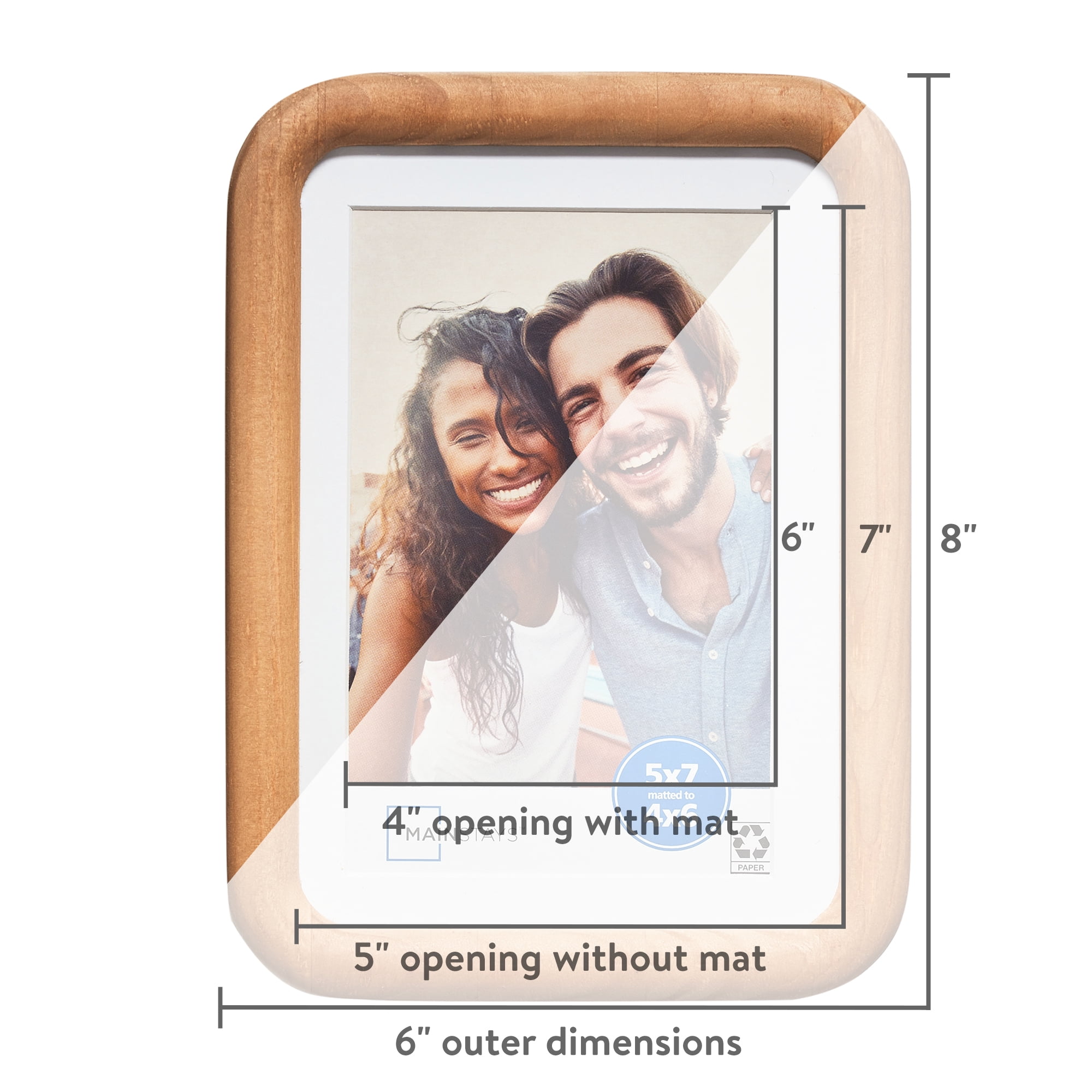 Mainstays 5" x 7" to 4" x 6" Rounded Wood Tabletop Picture Frame