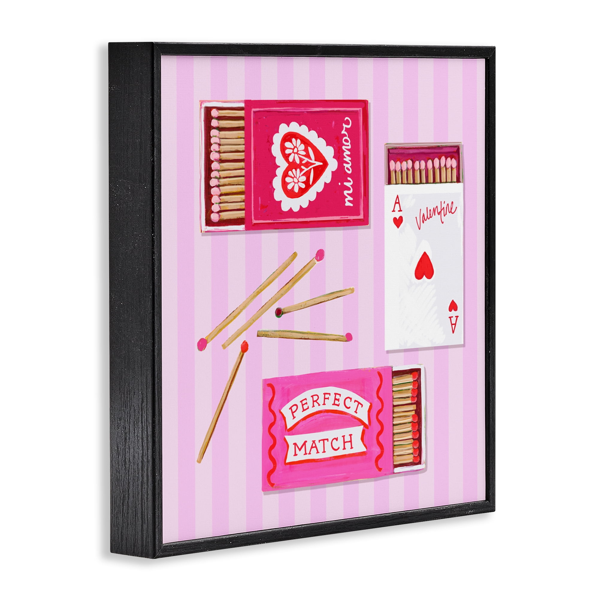 Stupell Industries Romantic Valentine's Matchboxes Black Framed Giclee Art, design by Rachael Reese