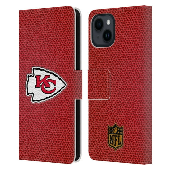 Head Case Designs NFL Kansas City Chiefs Logo Football Leather Book Wallet Case Cover For Apple iPhone 15
