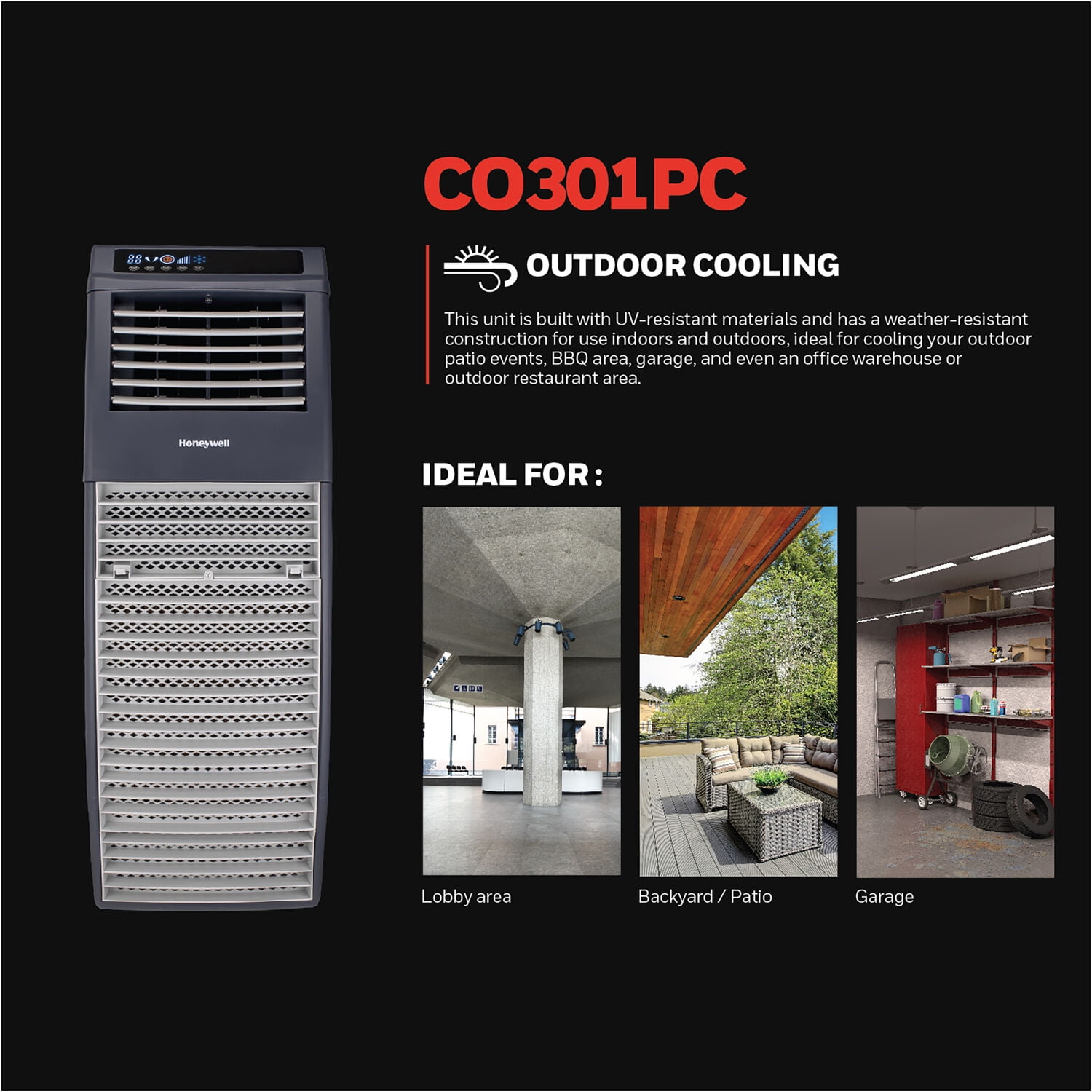 Honeywell Portable Evaporative Cooler with Remote Gray (CO301PC)