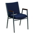 thumbnail image 2 of BizChair Heavy Duty Navy Blue Dot Fabric Stack Chair with Arms, 2 of 11
