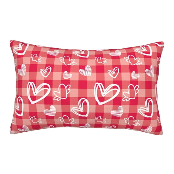 Fuzoiu valentine day with heart Print Fuzzy Pillowcases, Super Soft Pillow Case Cover with Zipper for Bedroom, Sofa, Couch,Cozy Pillow Shams for All Seasons-14"x20"
