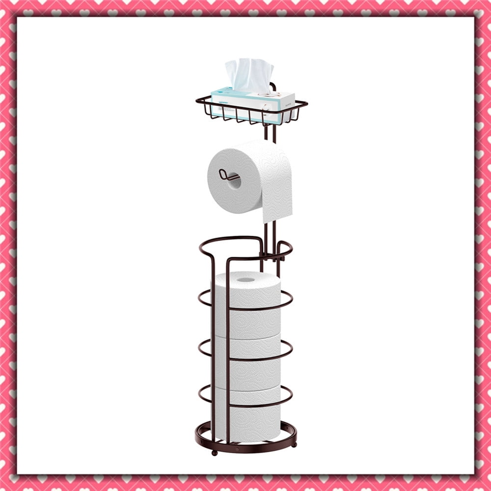 Bronze Freestanding Toilet Paper Holder with Storage Shelf