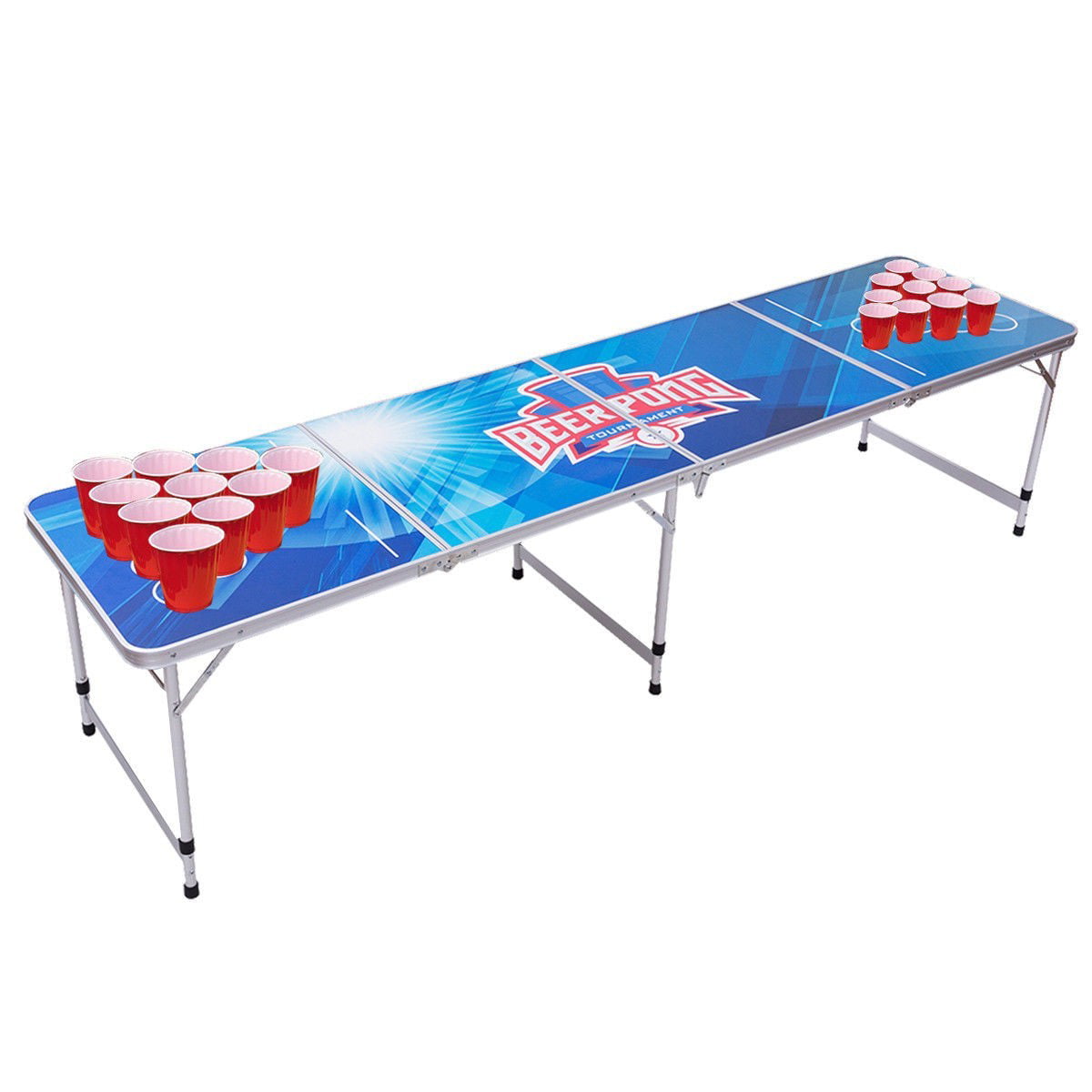 Foldable Steel 8' Folding Beer Pong Table Portable Outdoor Indoor Game Party 