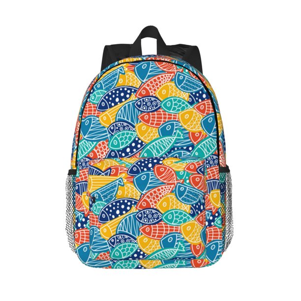 Easygdp Colorful Fish 1 Mochila Ligera de 15 Pulgadas para Estudiantes, Mochila Cómoda para la Escuela y Viajes, Correas Ajustables