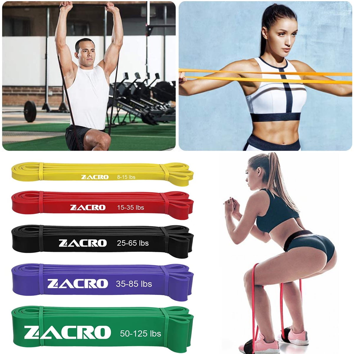 Resistance Band Pull Up Stretching Fitness Workout Muscle training 15-125lbs 