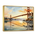 thumbnail image 2 of Designart "Golden Gateway Orange Bridge V" Bridges Floater Framed Wall Decor, 2 of 7