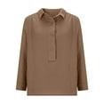 thumbnail image 6 of Wowcloth Woman's Casual Button-Down Shirt, Long Sleeve V-Neck Design, Relaxed Fit Blouse for Everyday Wear and Office, 6 of 8