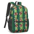 thumbnail image 2 of Football Stripe Darkgreen Pattern 17" Waterproof Oxford School Backpacks for Teens, S-Shape Padded Straps, for School, Travel, Hiking, Camping, 2 of 5