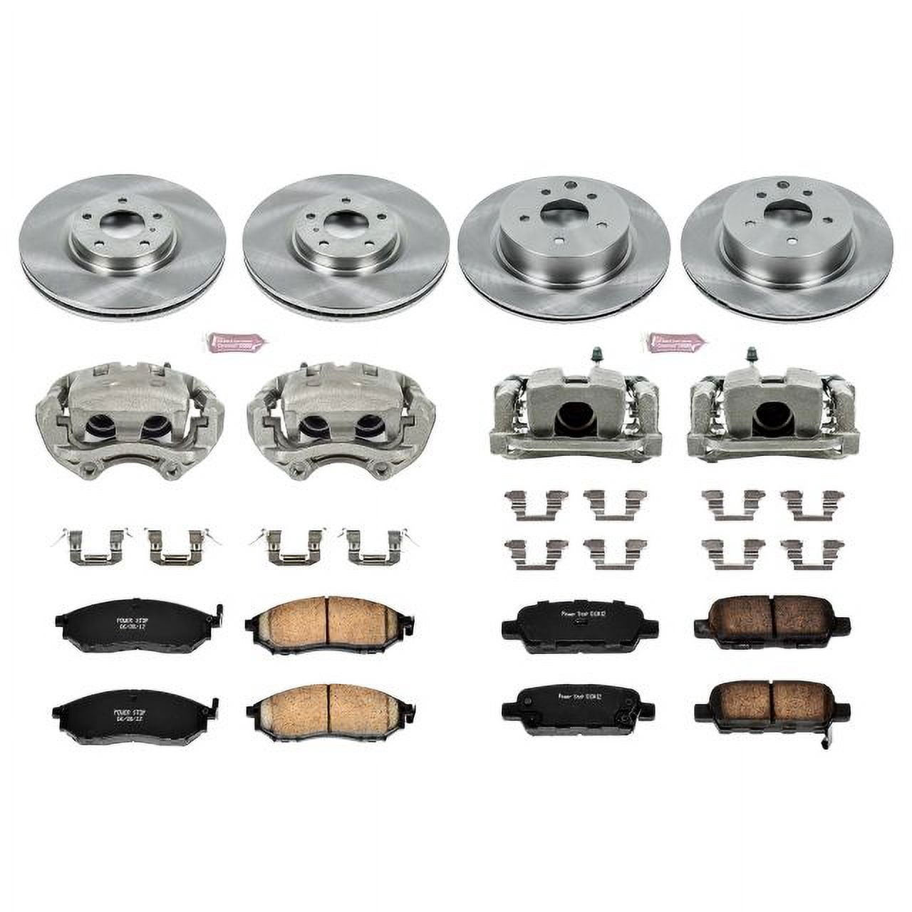 PowerStop Front and Rear Stock Replacement Brake Pad and Rotor Kit with Calipers Fits: INFINITI NISSAN Select Models KCOE114