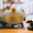 thumbnail image 2 of ColoMX Olla de acero inoxidable con tapa de vidrio, olla dorada para ramen, olla pequeña con doble asa para cocina de inducción, olla coreana para fideos, 2 of 7