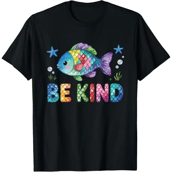 Be Kind Rainbow Fish Positive Inspirational Teacher Student T-Shirt