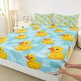 thumbnail image 3 of jejeloiu Cute Rubber Ducks Bed Sheets,Abstract Geometric Check King Sheets,Cartoon Animal Sheet Set For Kids,Luxury Bedroom Decor,4 Pieces, 3 of 7