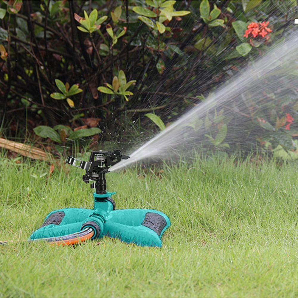 360° Lawn Circle Rotating Water Sprinkler 3 Nozzle Garden Hose Irrigation Tool Durable