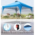 thumbnail image 5 of FDW 10x10 Pop Up Canopy Tent , Anti-UV, Straight Leg and Easy up Sun Shelter for Parties or Camping,with Roller, 4 Sand Bags (Blue), 5 of 5