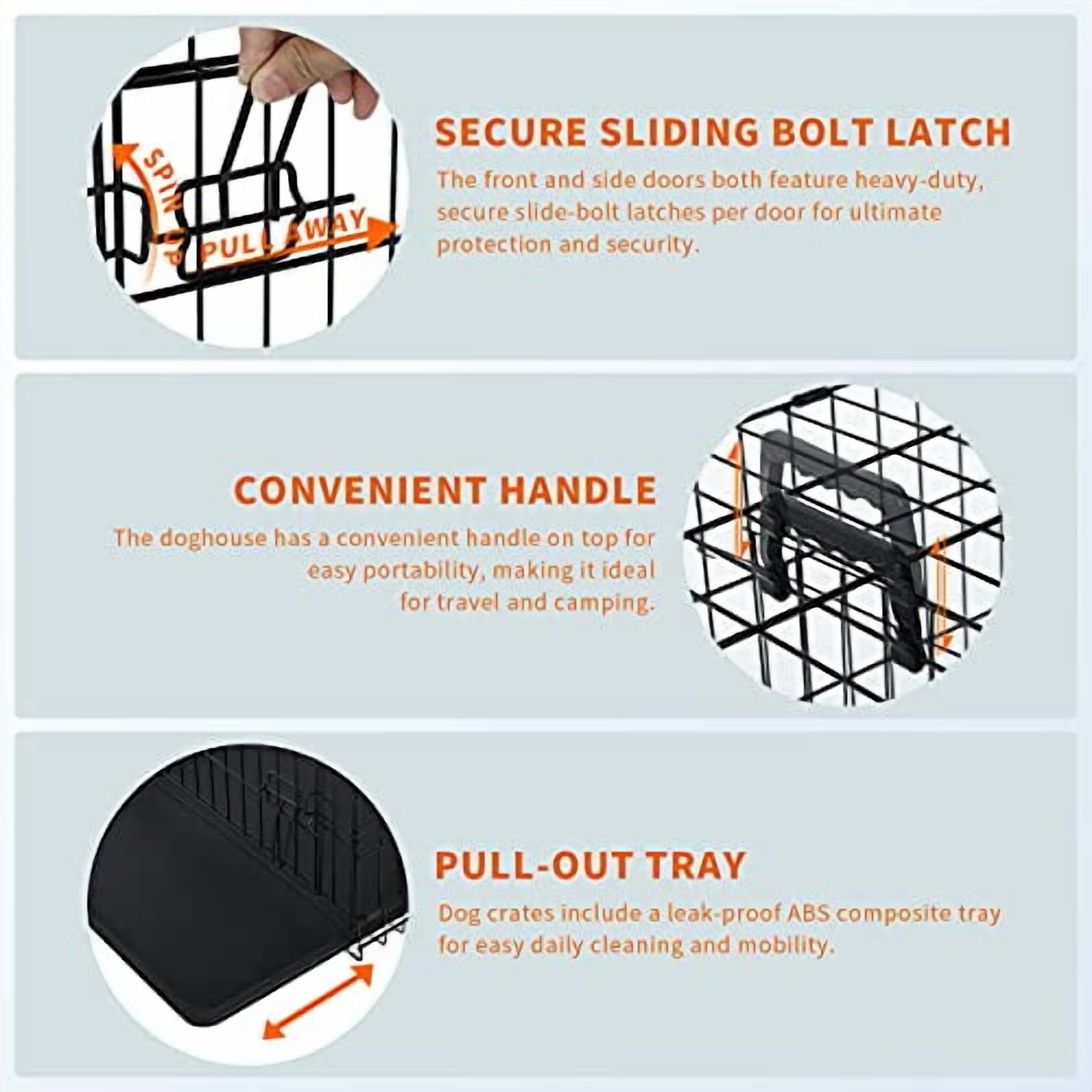 Dog Cage Dog Crate Dog Kennel Folding Metal Pet Crate for Small/Medium/Large Dogs 36 Inch Double Doors Puppy Kennel with Divider Panel Indoor Outdoor Travel Use(Black)