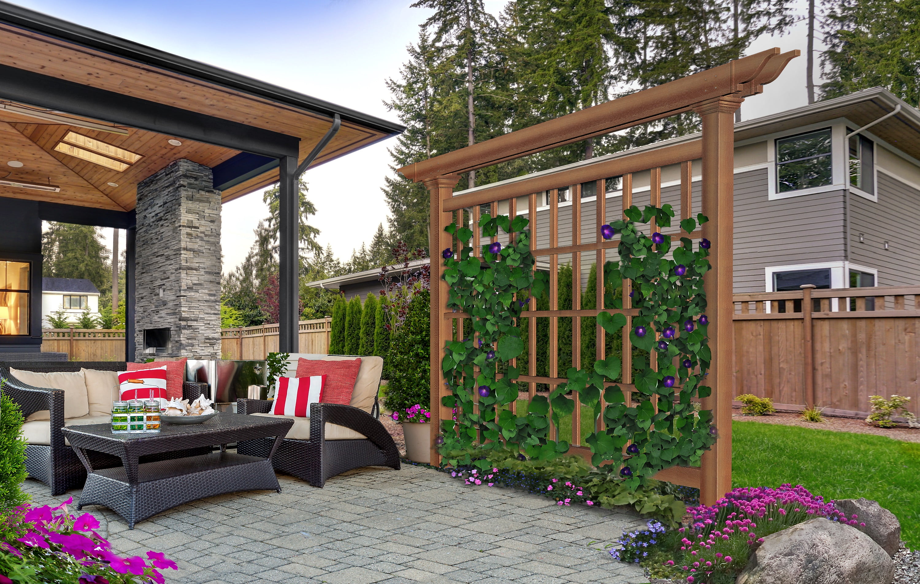 Vita 80" x 90" Colonial Composite Vinyl Trellis and Privacy Screen ...