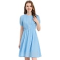 thumbnail image 1 of INSPIRE CHIC Robe Midi Évasée à Coupe Décontractée pour Femme avec Insert en Dentelle Fluide Bleu TG, 1 of 6