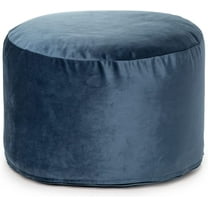 Belgique Round Velvet Pouf/Ottoman/Footstool- 20" x 12" - Add Style and Comfort to Your Space - Plush Navy Velvet - Ottoman/Foot Rest- 100% Polyester Velvet for a Chic Look