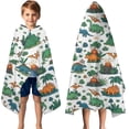 thumbnail image 3 of Colorful Dinosaurs Volcanoes Plants Pattern Hooded Bath Towel，50"x30" for Ages 3 To 12 Kids, Quick Dry Lightweight Soft Microfiber Hood Beach Towel Cover Up for Kids, 3 of 7