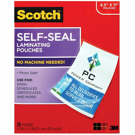 Scotch Self-Sealing Laminating Pouches, 25 Sheets, 9.0 in x 11.5 in, Gloss Finish Letter Size (Best Way To Finish A Letter)
