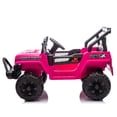 thumbnail image 6 of 12V Kids Electric Car Truck Ride On Toy with Remote Control, 2WD, 4 Wheel Suspension Toy Cars, Bluetooth, MP3, USB, Mic Jack, LED Lights, 12V Power Ride On Car for Boys & Girls Ages 1-4, Pink, 6 of 8