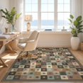 thumbnail image 3 of Design&I 9'x12' Washable Area Rug Geometric Vintage Multicolor Grid Featuring Motifs Patterned for Dining Room, Basement, Large Office, Snag-Free, 3 of 7