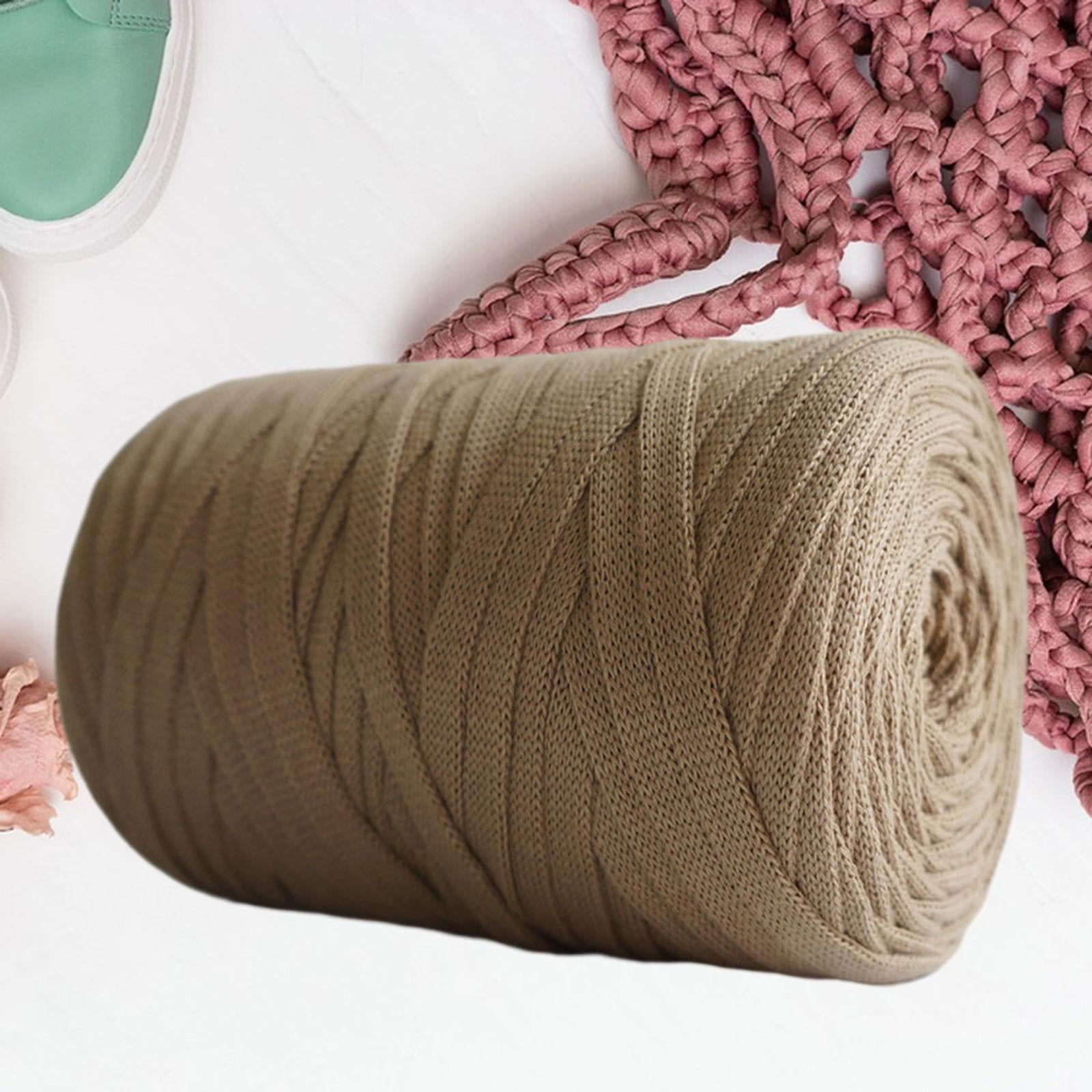 Knitting Yarn Spaghetti Yarn Blanket Cushion, Crocheting Chunky Yarn, Fabric Cloth Yarn for Rugs Bags, Cushion Throw Blanket Brown