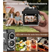 Mini Vintage Digital Camera, Portable Retro Twin-Lens Reflex Style Digital Camera with 16GB Card, 12MP Photos, Autofocus, 1080P FHD Video, Dual Filters, Gifts for Boys, Girls, Wife, Mothers Day Gifts