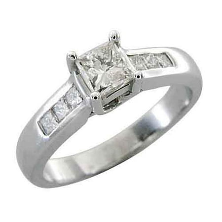 14k White Gold 1 Carat Princess Cut (Square) Diamond Engagement Ring