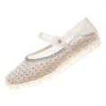 thumbnail image 2 of Samdudou Womens Flats Closed Toe Rhinestone Trim Mary Jane Jelly Shoes Breathable Cutout Design Buckle Strap Dressy Slip On Vacation Outdoor Everyday Sparkly Sandals, 2 of 9