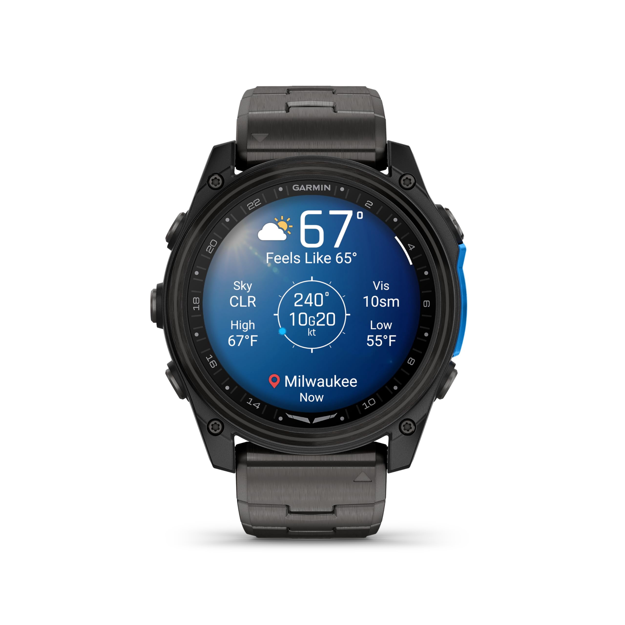 Garmin D2 Mach 2, (51 mm), Carbon DLC Titanium w/ Vented Titanium Band (010-02905-30)