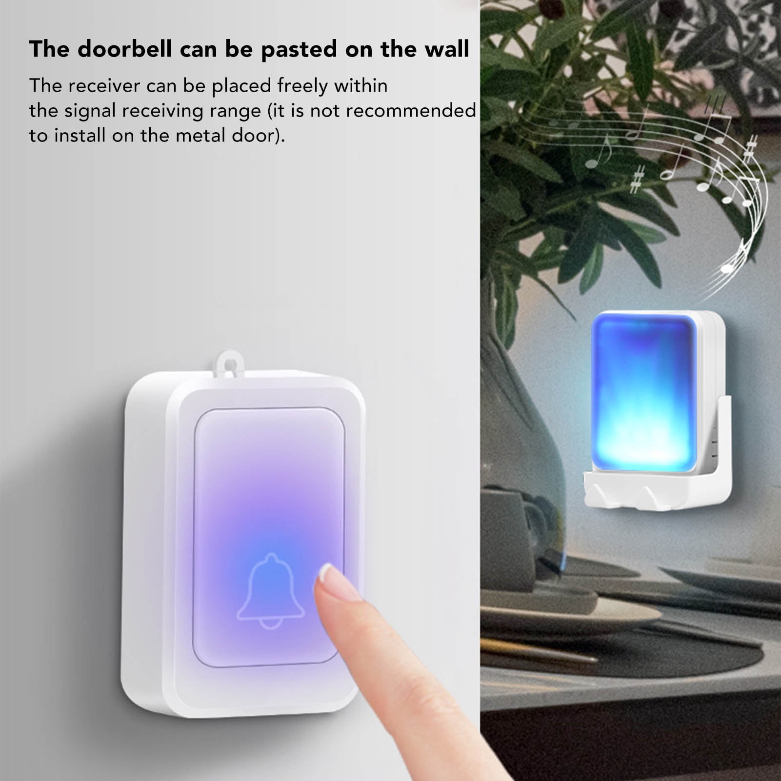 Amazon.com: Wireless Doorbell, Mini Waterproof Door Chime Kit for Patient  Elderly Deaf Caller 7 Color LED Flash Push Button Doorbell Long Range  Volume Adjustable Doorbell