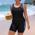 thumbnail image 5 of BODOAO Women's 2 Piece Tankini Swimsuit, Floral Print Athletic Racerback Tank Top and Boy Shorts, Stretchy Quick Dry Bathing Suit for Beachwear Swimwear Outfit Blue 2XL, 5 of 9