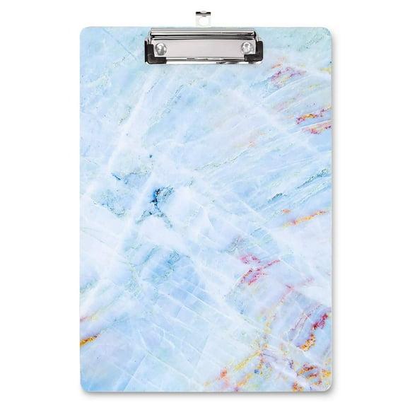 WAVEYU Clipboard, Clipboard Décoratif en Marbre, Clipboard Mignon pour Bureau avec Clip Profil Bas pour Étudiants, École et Bureau, Bleu (12.5"x9")