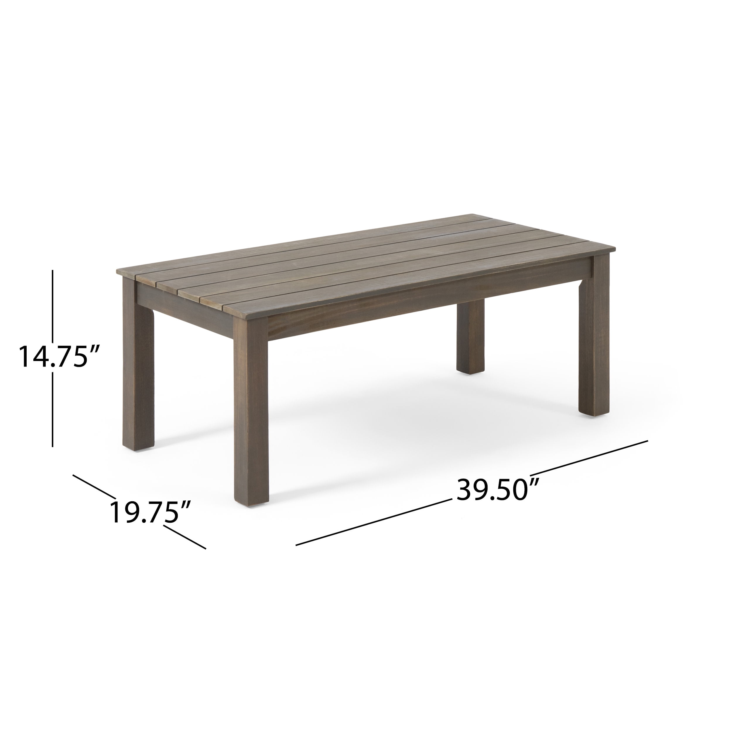 Sasha Acacia Wood Outdoor Loveseat and Coffee Table Set with Cushions, Gray, Dark Gray