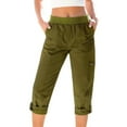 thumbnail image 3 of 90 Percent off Clearance Sale, BiZtdJrK Capri Pants for Women Casual Elastic Waist Workout Joggers Capris Summer Relaxed Fit Cropped Yoga Sweatpants with Pockets Army Green XL, 3 of 9