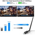 thumbnail image 3 of EDUP HOME AC1300M USB 3.0 WiFi Adapter with 5dBi Dual Band 2.4G/5.8Ghz Antenna Compatible with Windows 11/10/ 7/8 /8.1 /XP,Mac OS X 10.6-10.15, 3 of 7